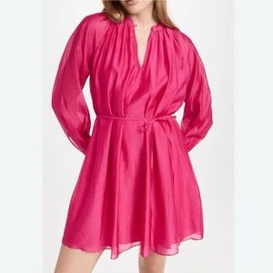 Rebecca Taylor Pink Pleated Tie Front Sundress